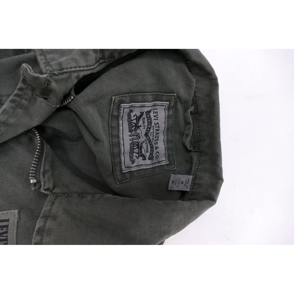 Levi's Military Style Olive Green Shirt Jacket Patches Star Eagle Womens Medium‎ - Picture 7 of 11